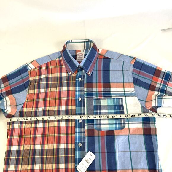 New Mens Brooks Brothers Madison Short Sleeve Button Down Shirt Size M NWT Plaid - Picture 4 of 8